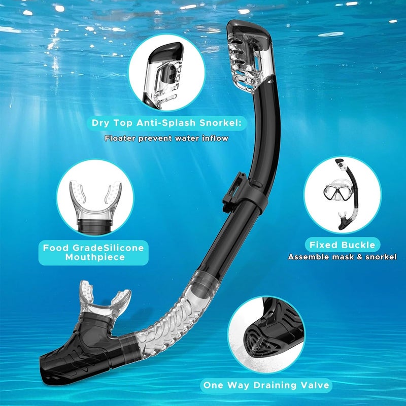 Jwintee 2 Pack Snorkeling Gear for Adults, Dry Snorkel, Mask Set Adult, Diving Scuba Mask, Scuba Gear, Swimming Goggles with Nose Cover, Swim Freediving Tempered Glass Panoramic View Travel Packages - Image 5
